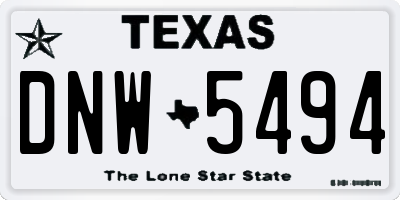 TX license plate DNW5494