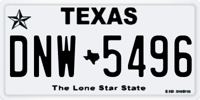 TX license plate DNW5496