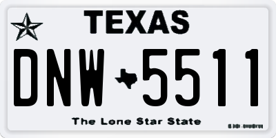 TX license plate DNW5511
