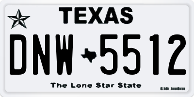 TX license plate DNW5512