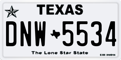 TX license plate DNW5534