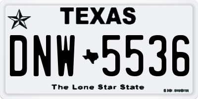 TX license plate DNW5536