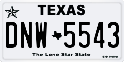 TX license plate DNW5543