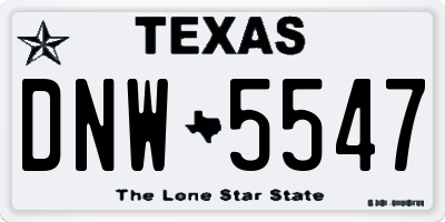 TX license plate DNW5547