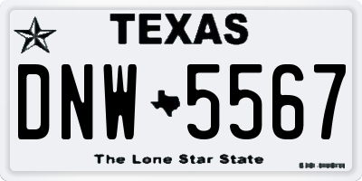 TX license plate DNW5567