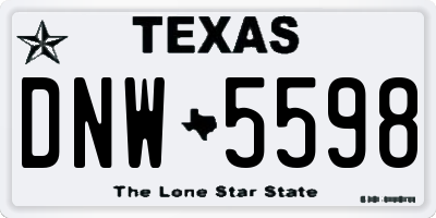 TX license plate DNW5598