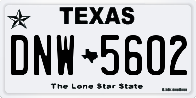 TX license plate DNW5602