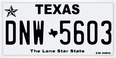 TX license plate DNW5603
