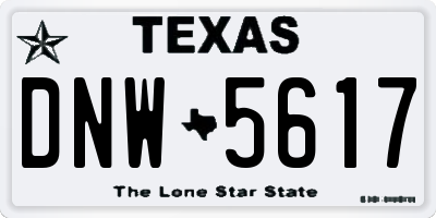 TX license plate DNW5617