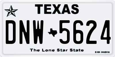 TX license plate DNW5624