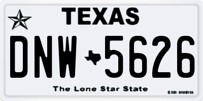 TX license plate DNW5626