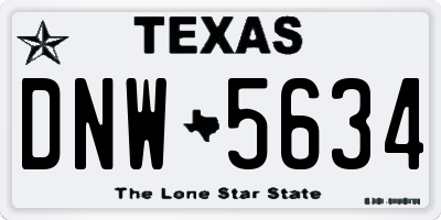 TX license plate DNW5634