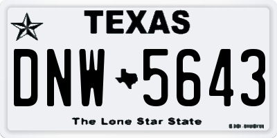 TX license plate DNW5643
