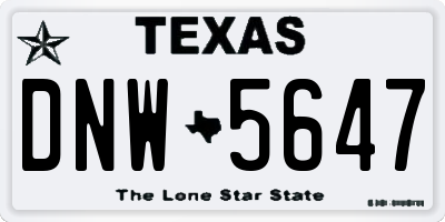 TX license plate DNW5647