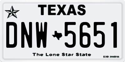TX license plate DNW5651