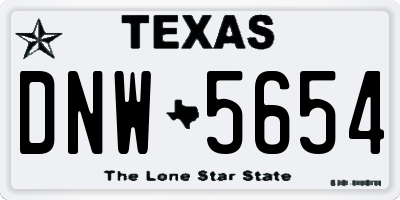 TX license plate DNW5654
