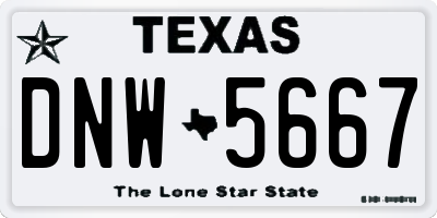 TX license plate DNW5667