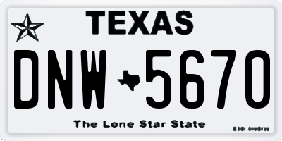 TX license plate DNW5670