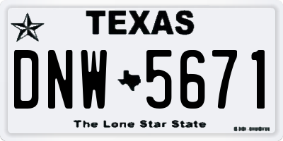 TX license plate DNW5671