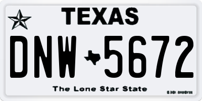 TX license plate DNW5672