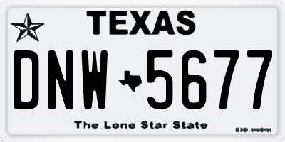 TX license plate DNW5677