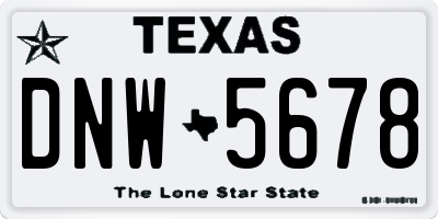 TX license plate DNW5678