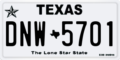 TX license plate DNW5701