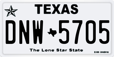 TX license plate DNW5705