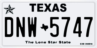 TX license plate DNW5747