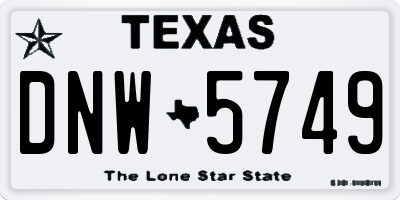 TX license plate DNW5749