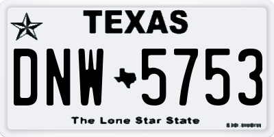 TX license plate DNW5753