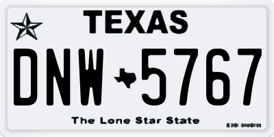 TX license plate DNW5767