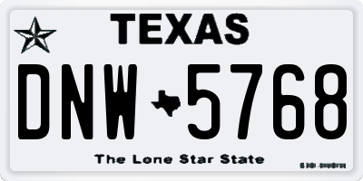 TX license plate DNW5768