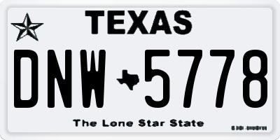 TX license plate DNW5778