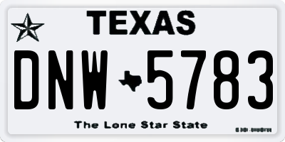 TX license plate DNW5783