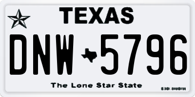 TX license plate DNW5796