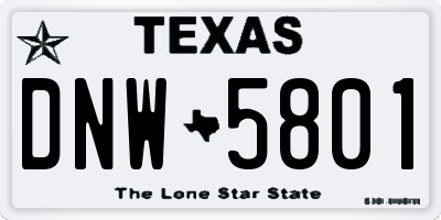 TX license plate DNW5801