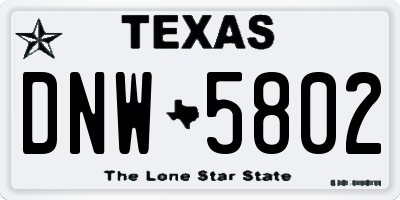 TX license plate DNW5802