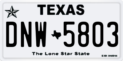TX license plate DNW5803