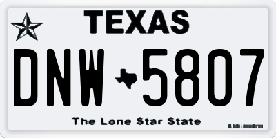 TX license plate DNW5807