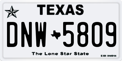 TX license plate DNW5809