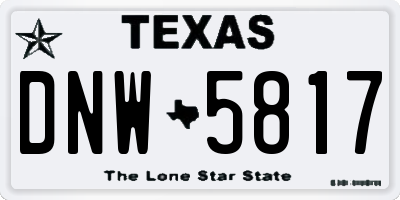 TX license plate DNW5817