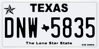 TX license plate DNW5835