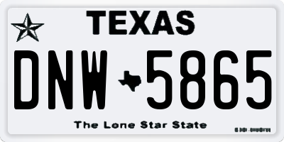 TX license plate DNW5865