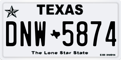 TX license plate DNW5874
