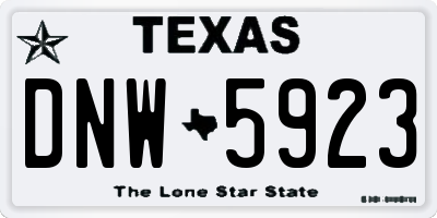 TX license plate DNW5923