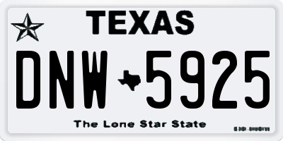 TX license plate DNW5925