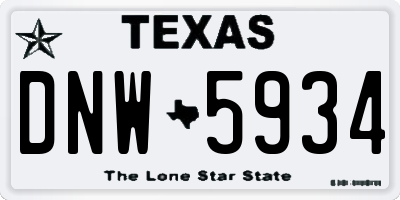 TX license plate DNW5934