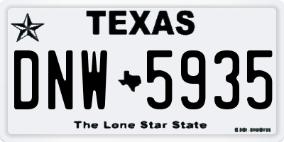 TX license plate DNW5935