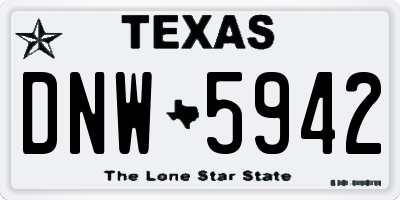 TX license plate DNW5942